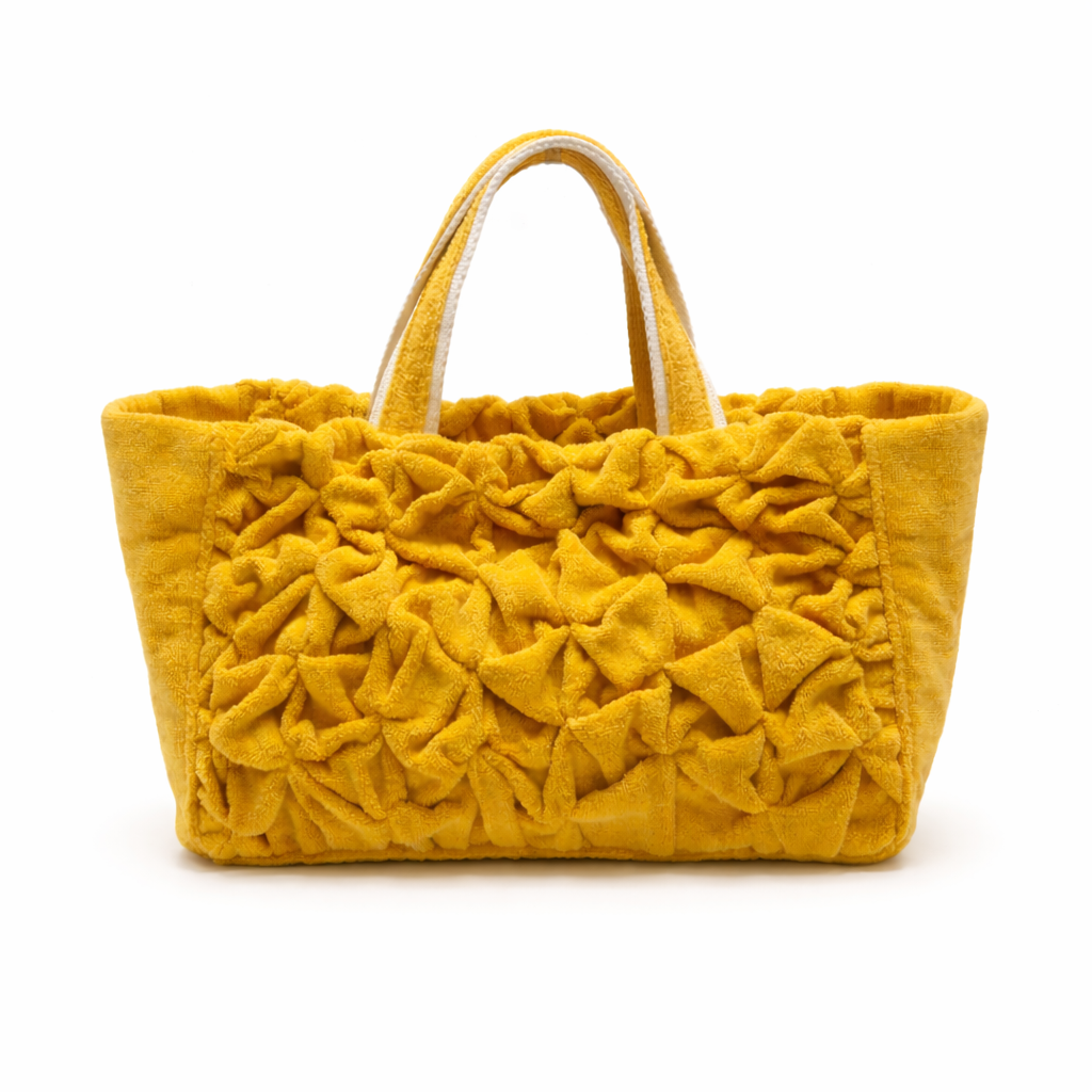 ERATO Yellow textured tote bag on a white background