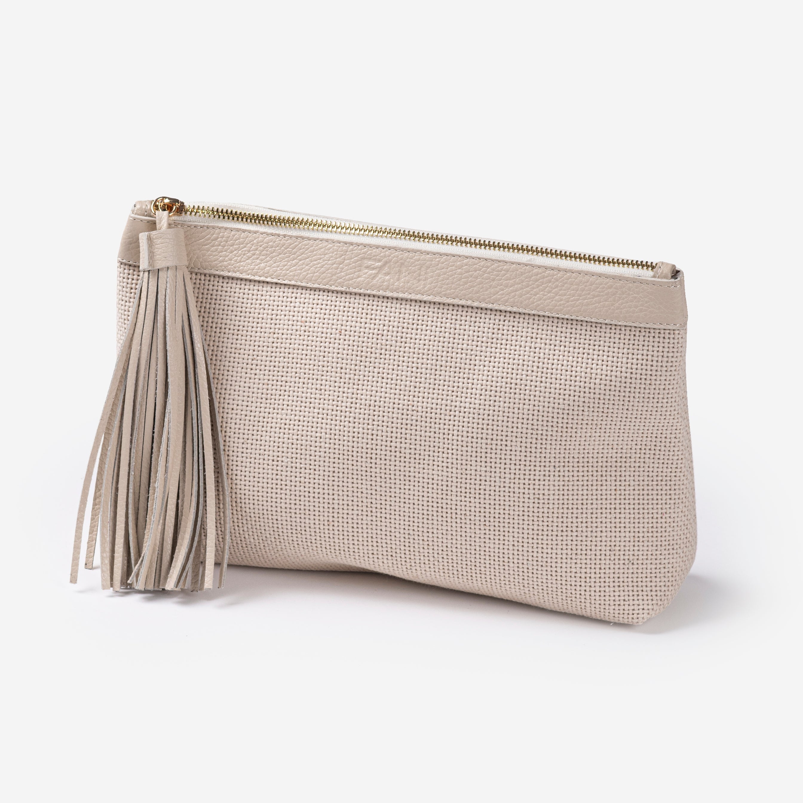 Canva pouch with tassel on a white background