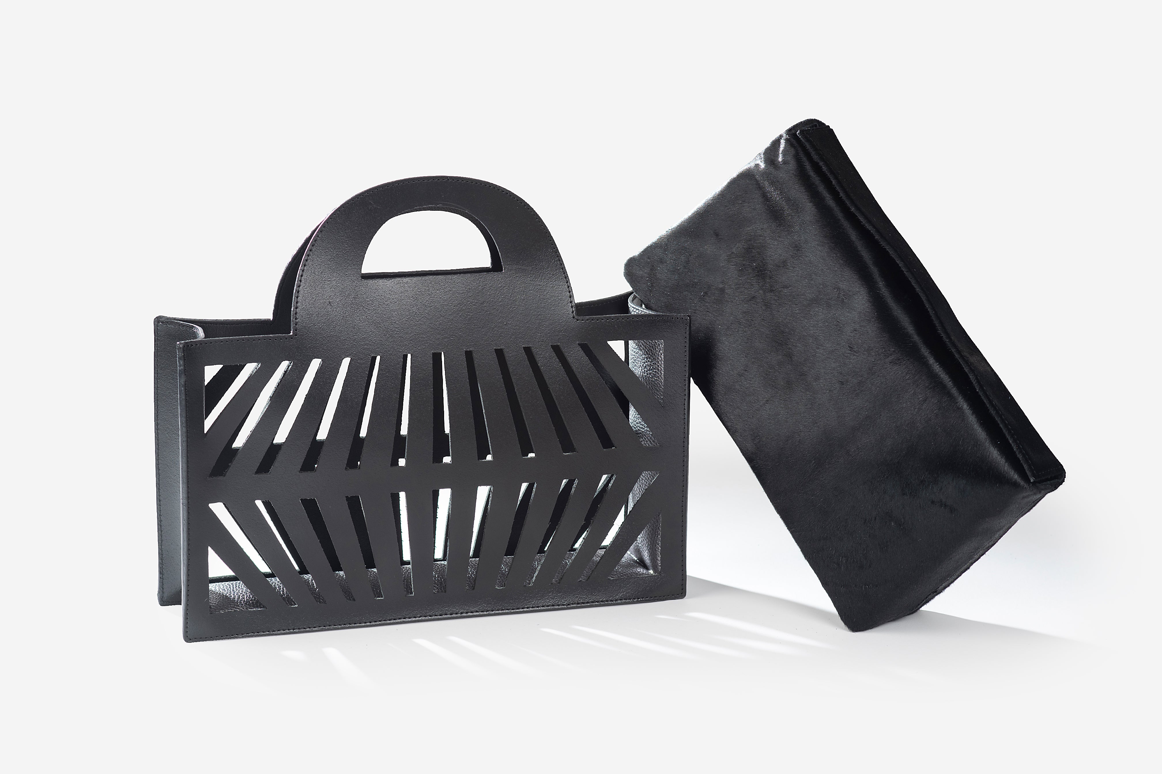 PSYCHE Midi with Black Pony Skin Pouch