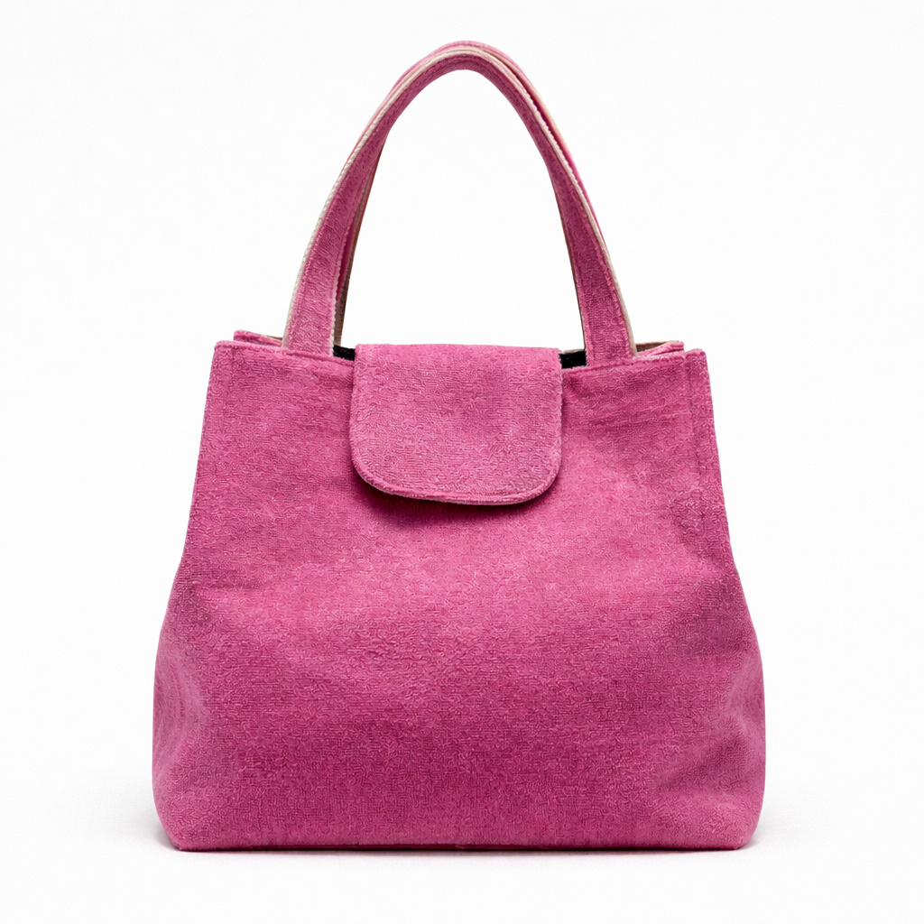 Pink handbag on a white background